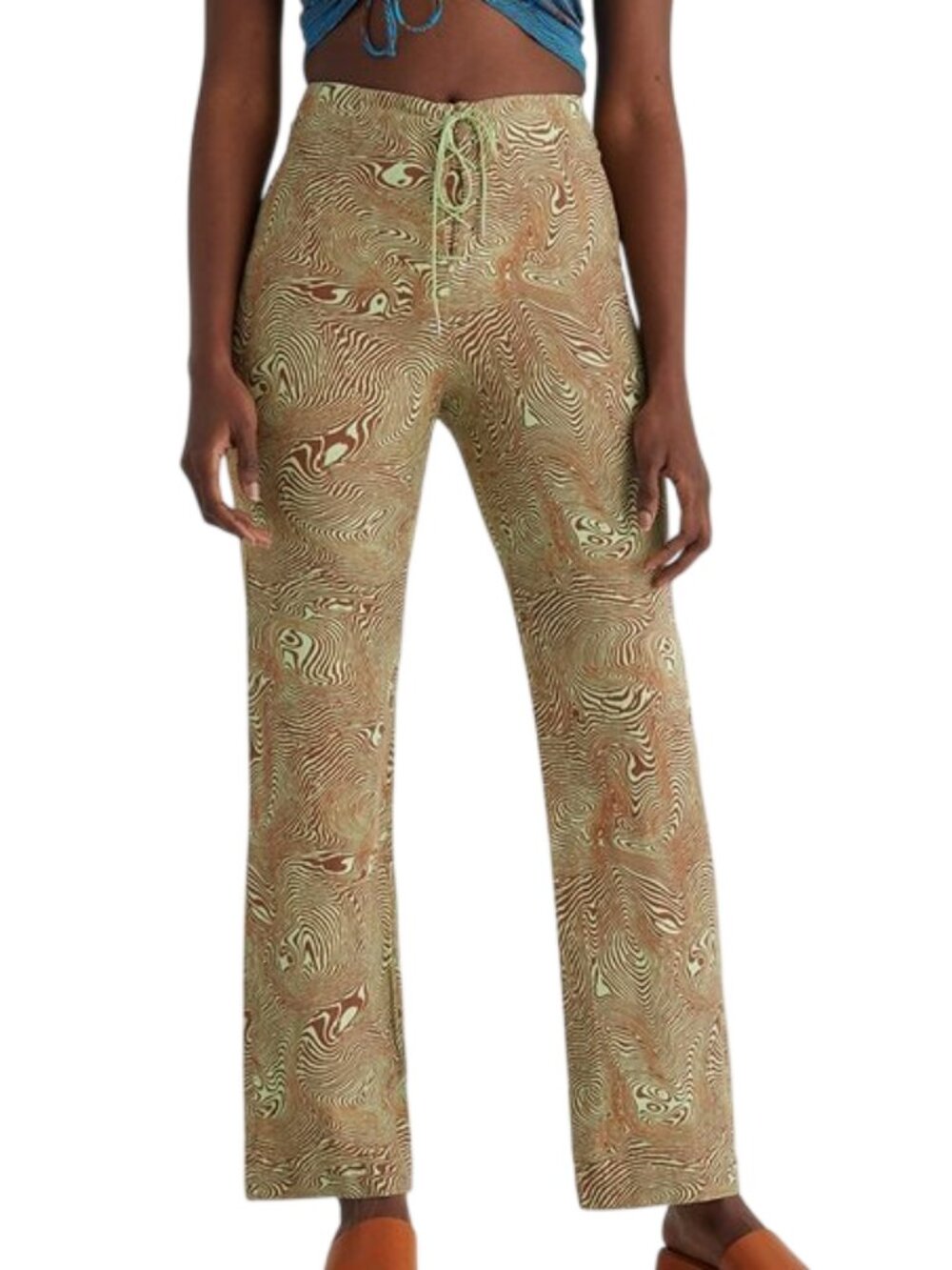 Paloma Wool Monica Swirl Print Lace Up Linen Pants